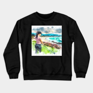 Artistic illustration of a woman golfer Crewneck Sweatshirt